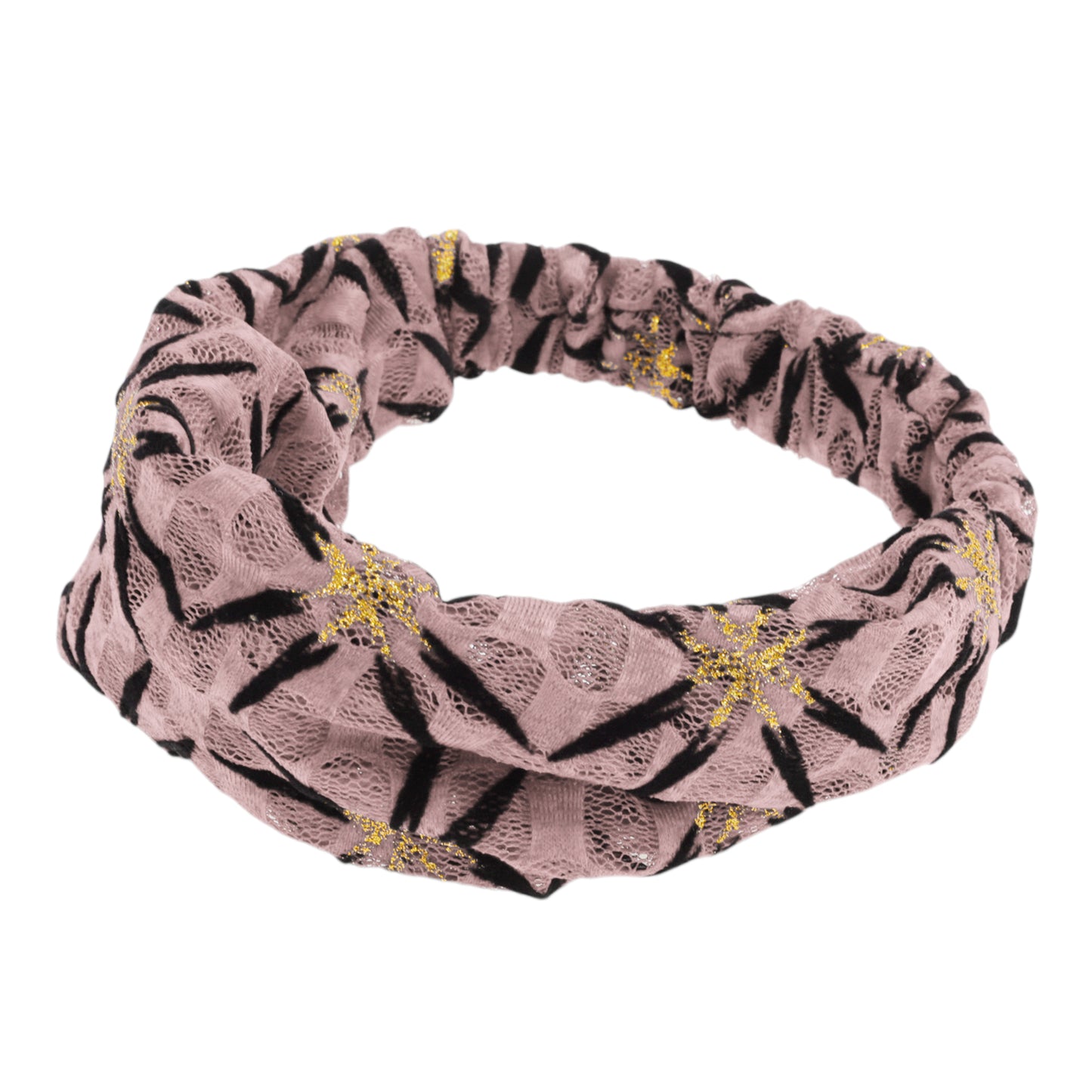 Shiny Pattern Mesh Breathable Wide Headband for Women Pink 1 Pc