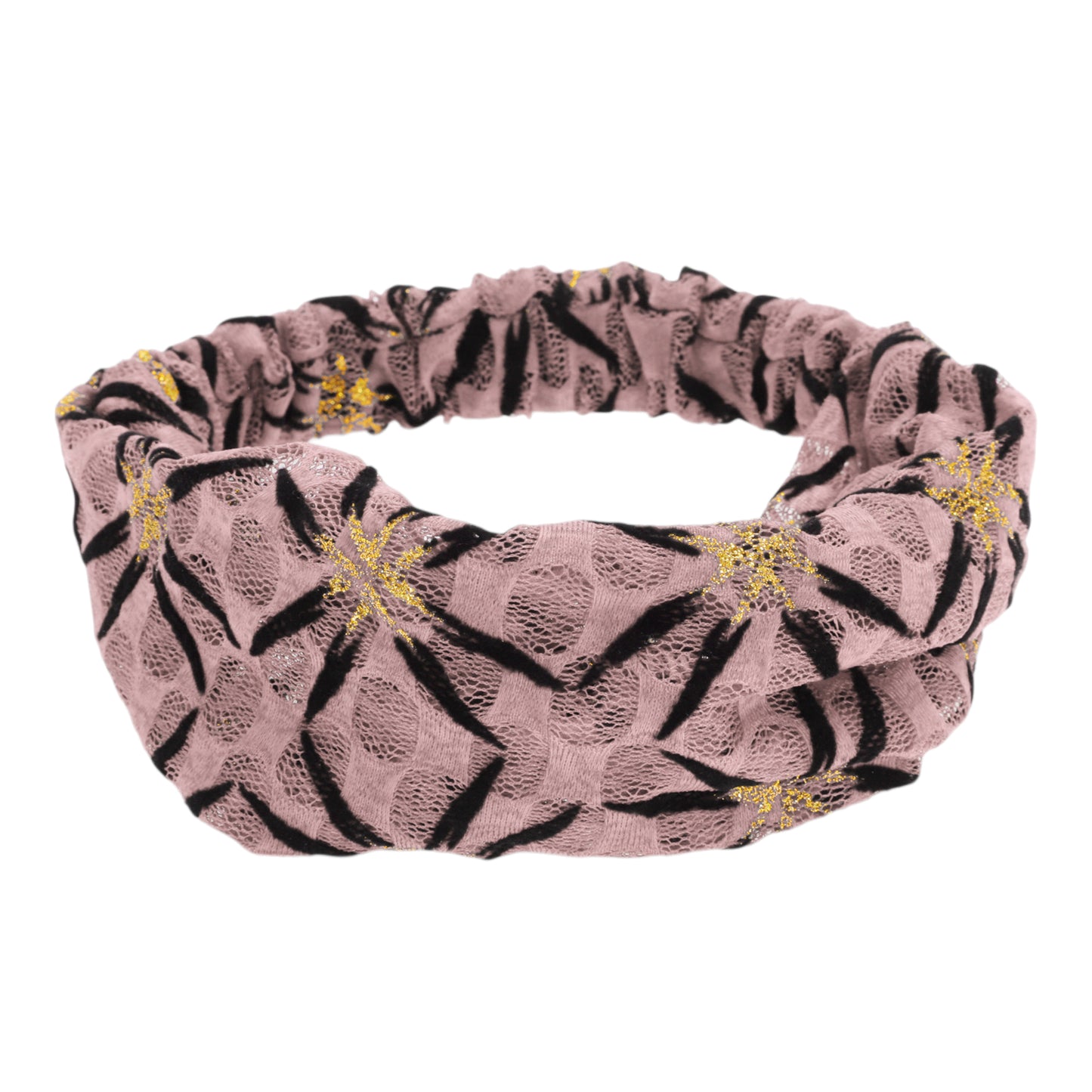 Shiny Pattern Mesh Breathable Wide Headband for Women Pink 1 Pc