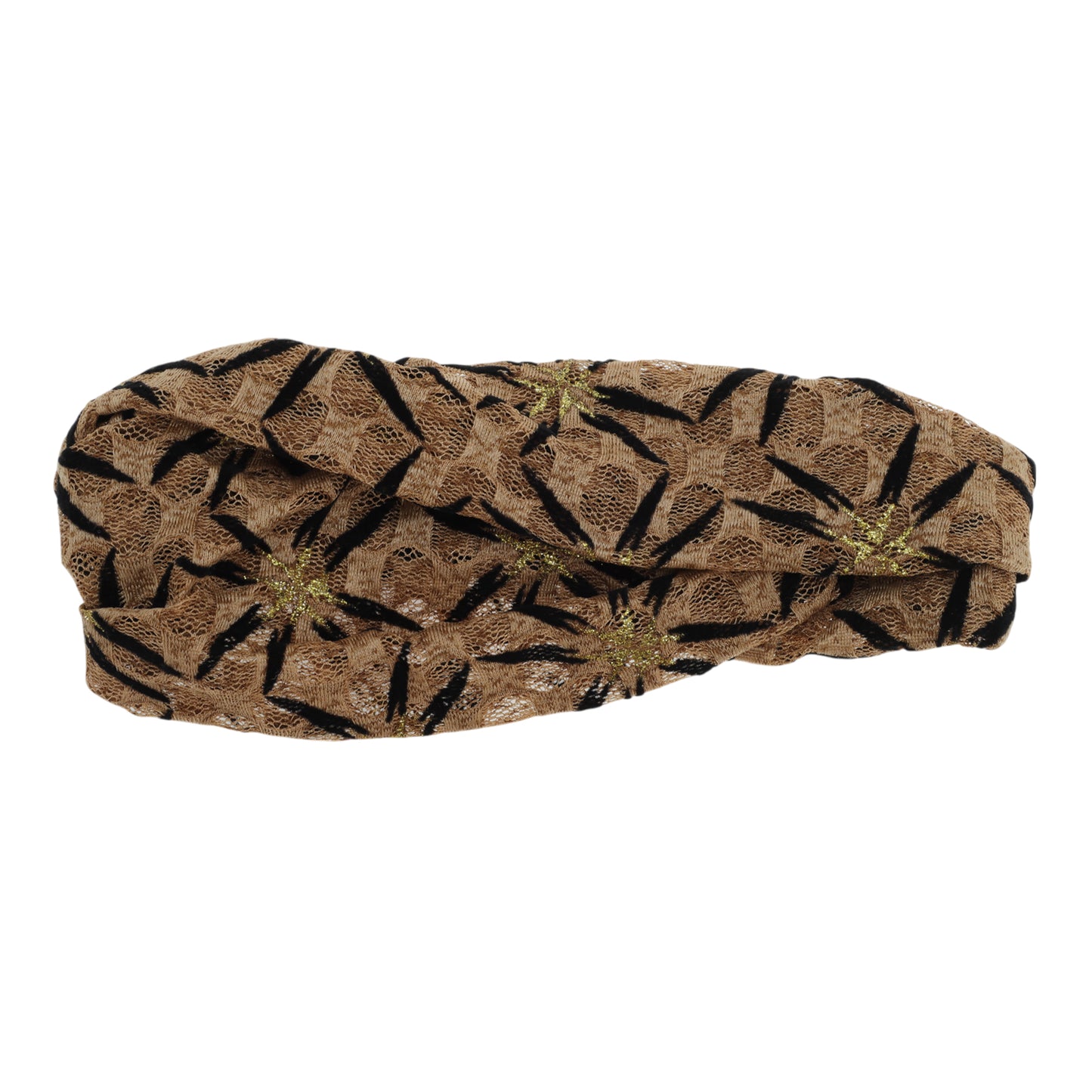Shiny Pattern Mesh Breathable Wide Headband for Women Coffee Color 1 Pc