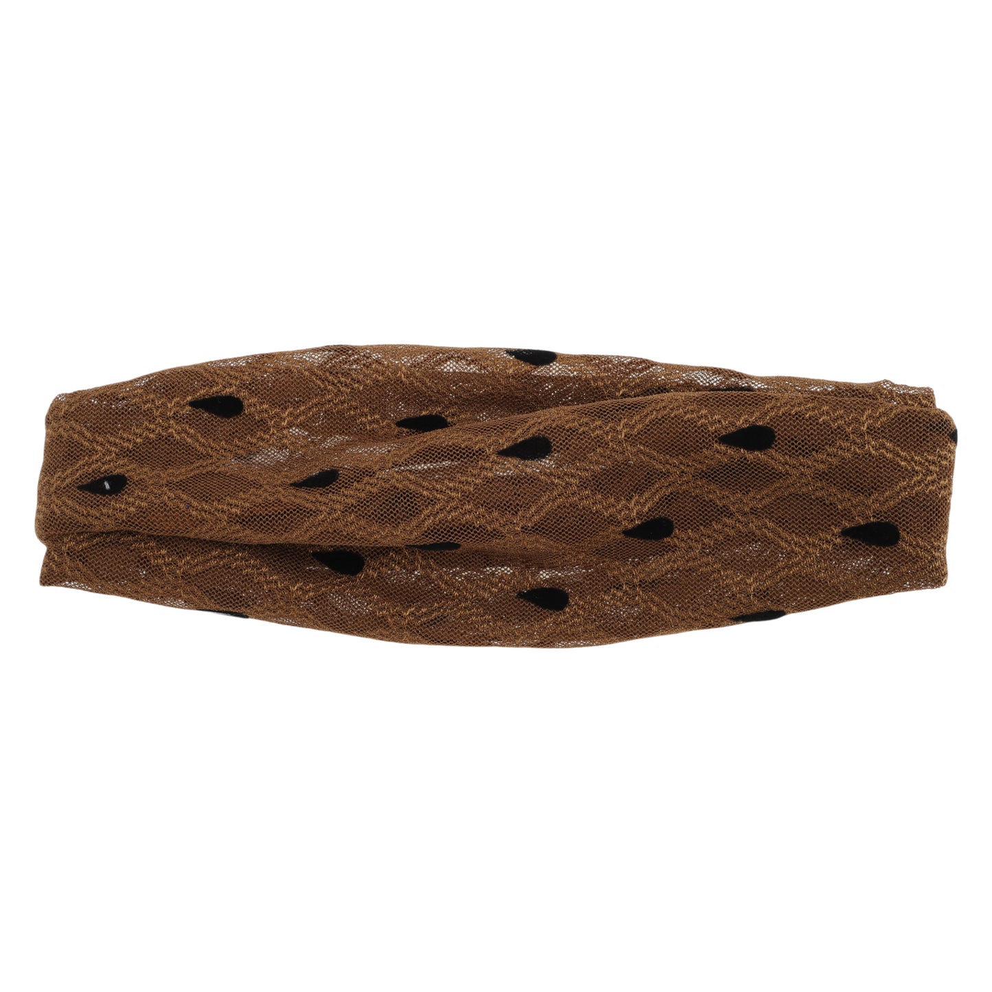 Dots Mesh Lace Wide Headband for Women Khaki 1 Pc