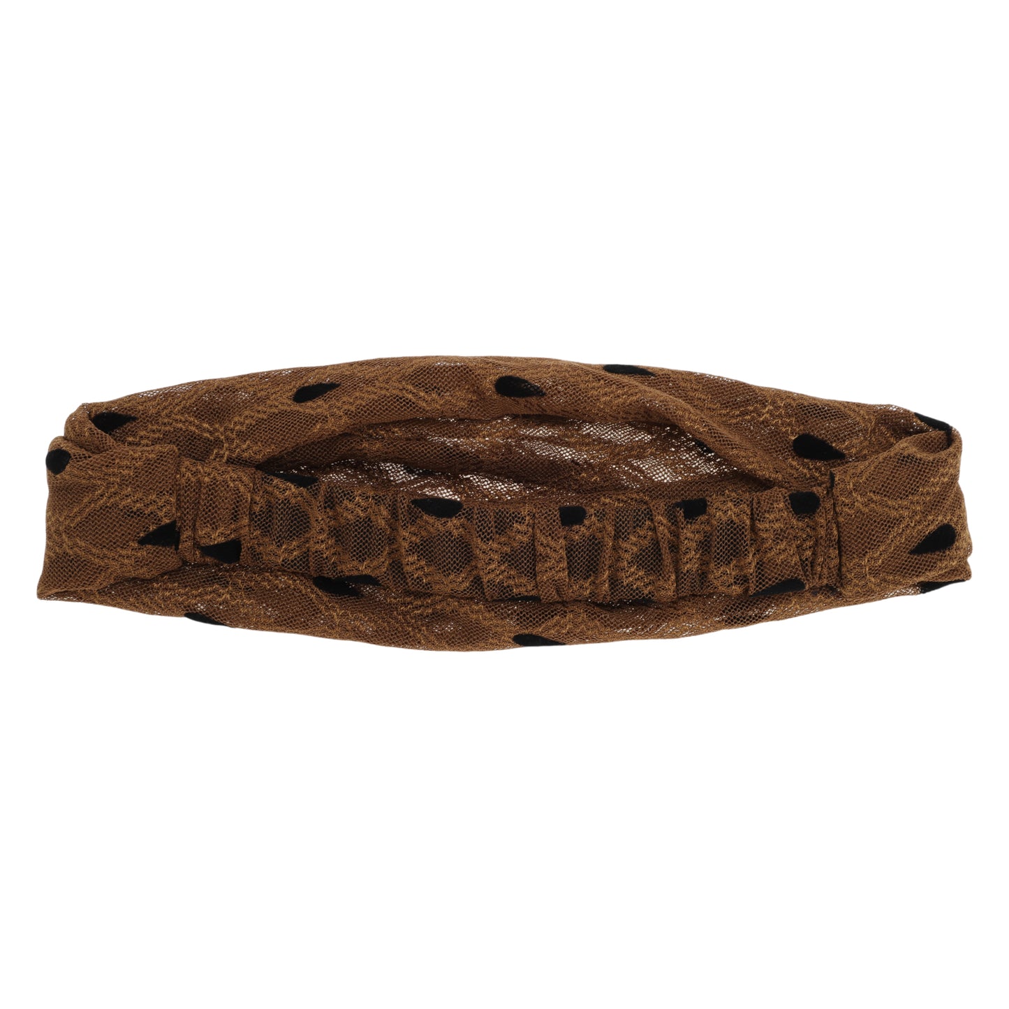 Dots Mesh Lace Wide Headband for Women Khaki 1 Pc