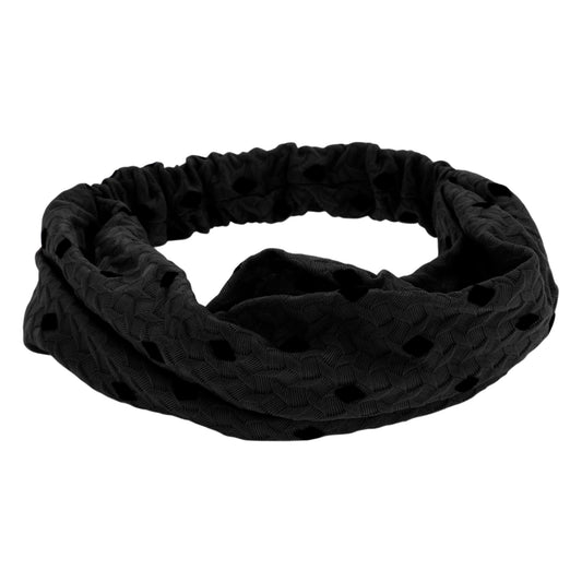 Diadema ancha de encaje con decoración de rombos para mujer, color negro, 1 unidad