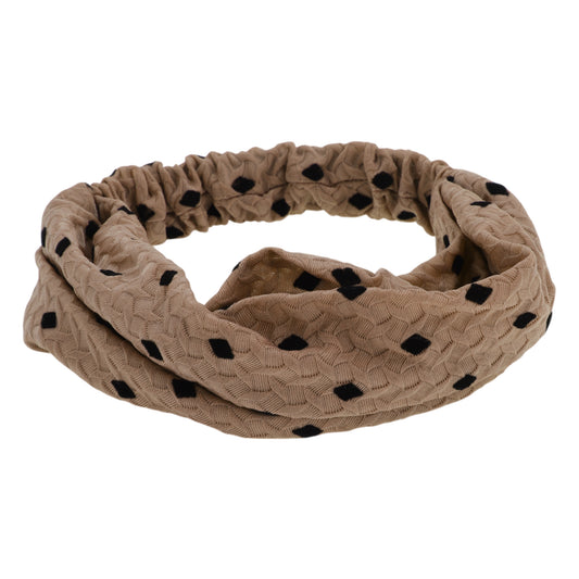 Argyle Decor Lace Wide Headband for Women Khaki 1 Pc
