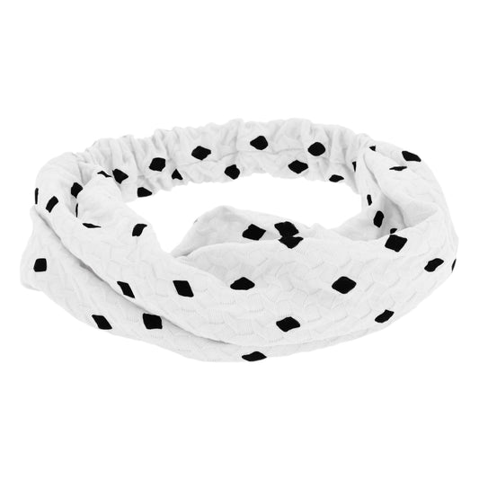 Diadema ancha de encaje con decoración de rombos para mujer, color blanco, 1 unidad
