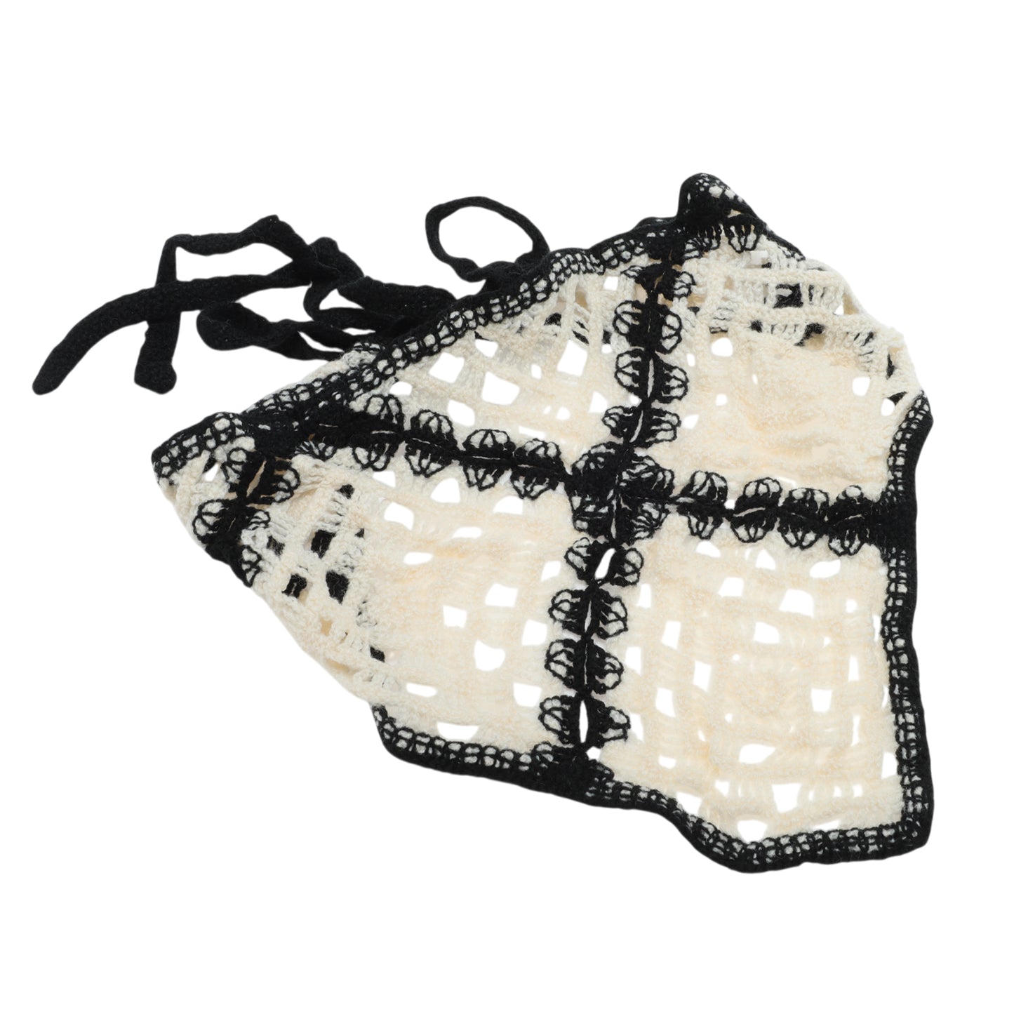 Bandana triangular de punto de color liso para mujer, color negro y beige, 2 unidades