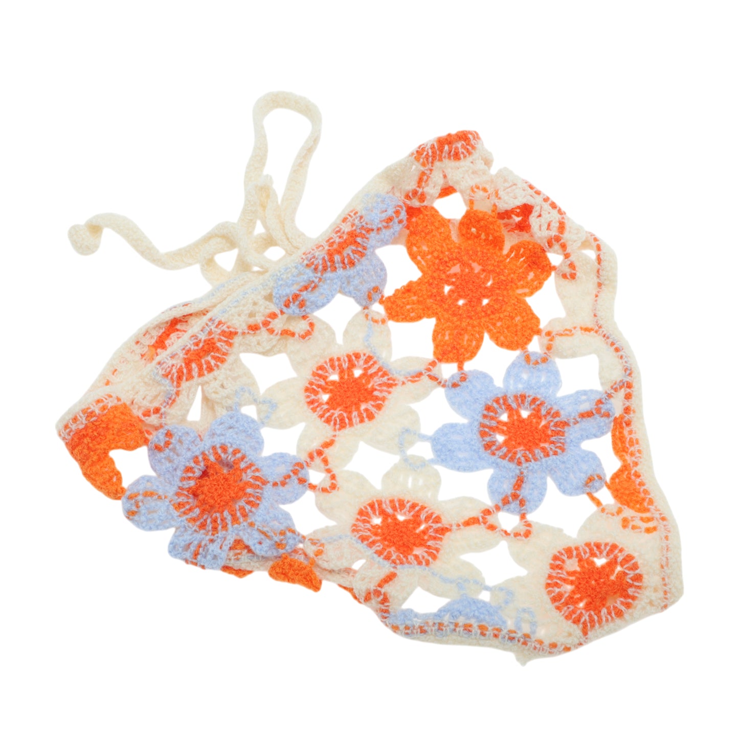 Flower Knitted Triangle Bandana for Women Beige 2 Pcs