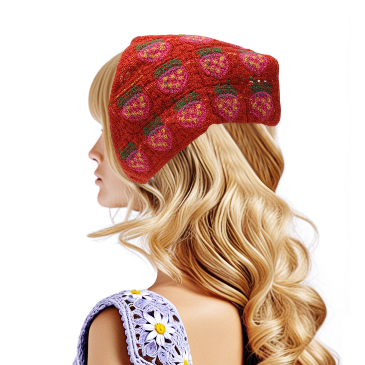 Bandana triangular de punto para mujer, color rojo y rosa, 2 unidades