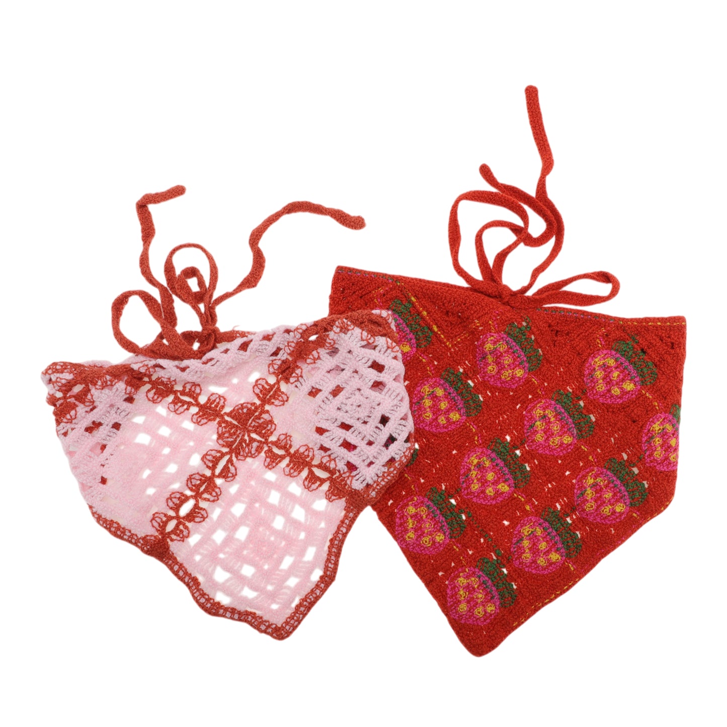 Bandana triangular de punto para mujer, color rojo y rosa, 2 unidades