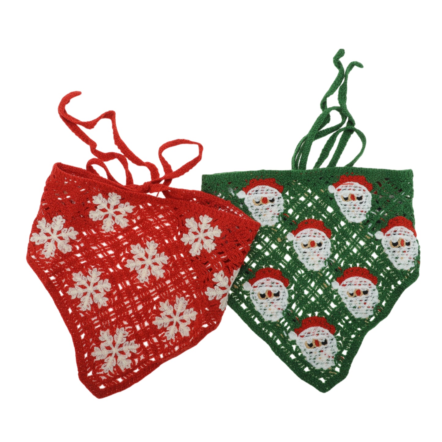Bandana triangular de punto para mujer, color rojo y verde oscuro, 2 unidades