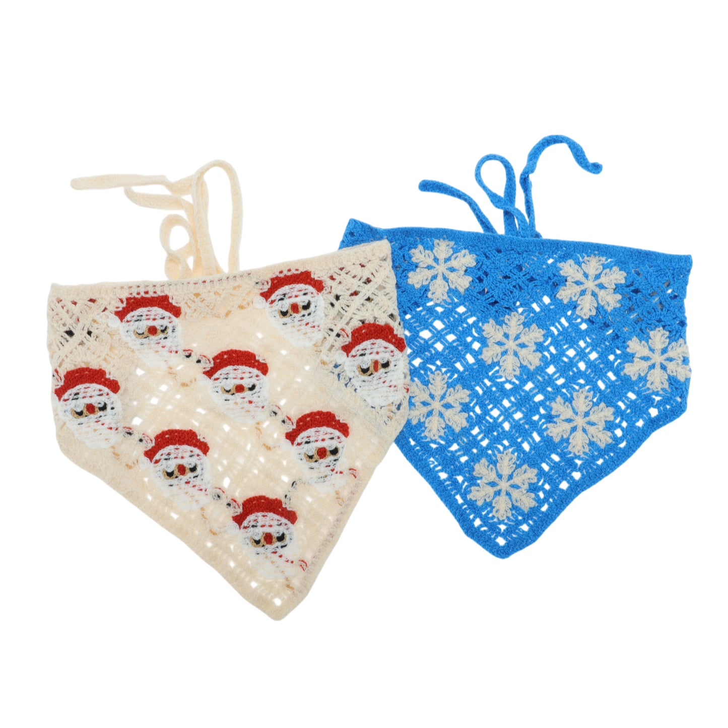 Bandana triangular de punto para mujer azul beige 2 piezas