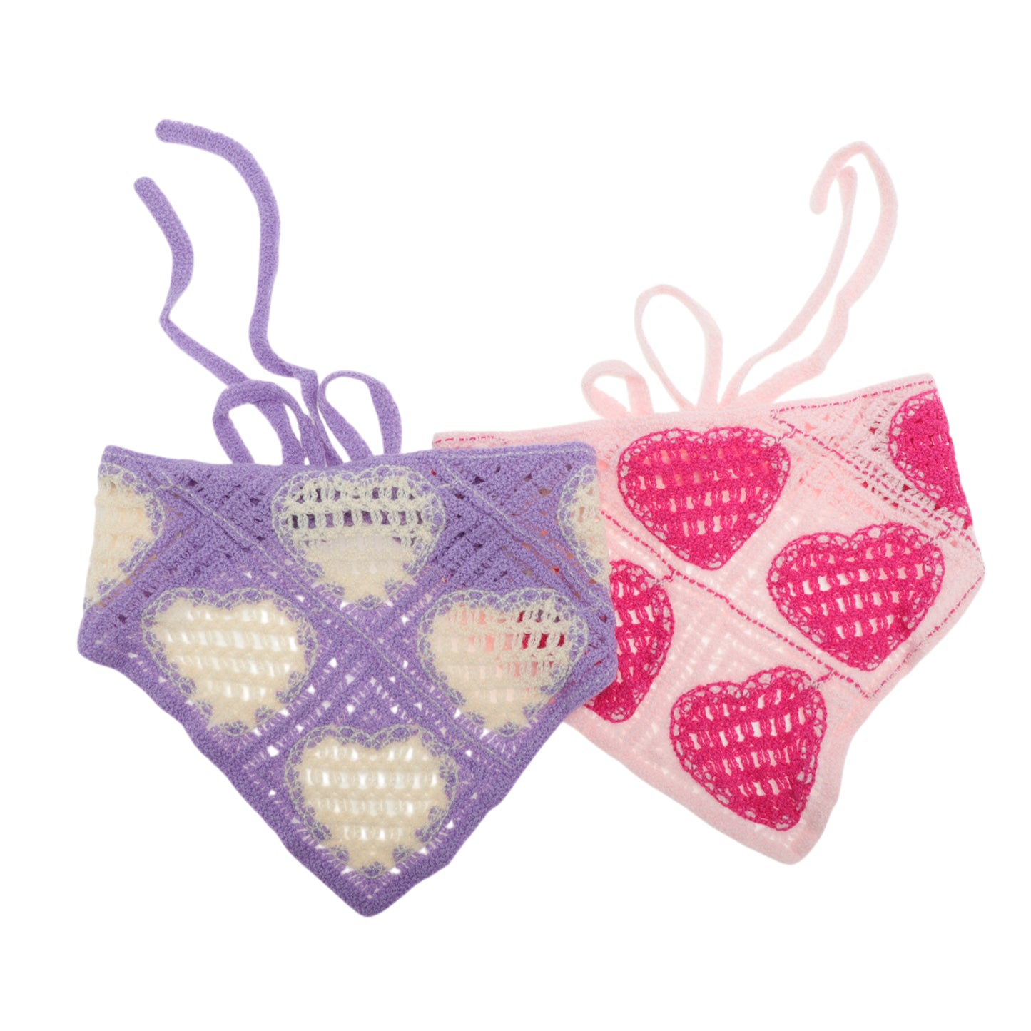 Knitted Lightweight Triangle Bandana for Women Purple Pink 2 Pcs