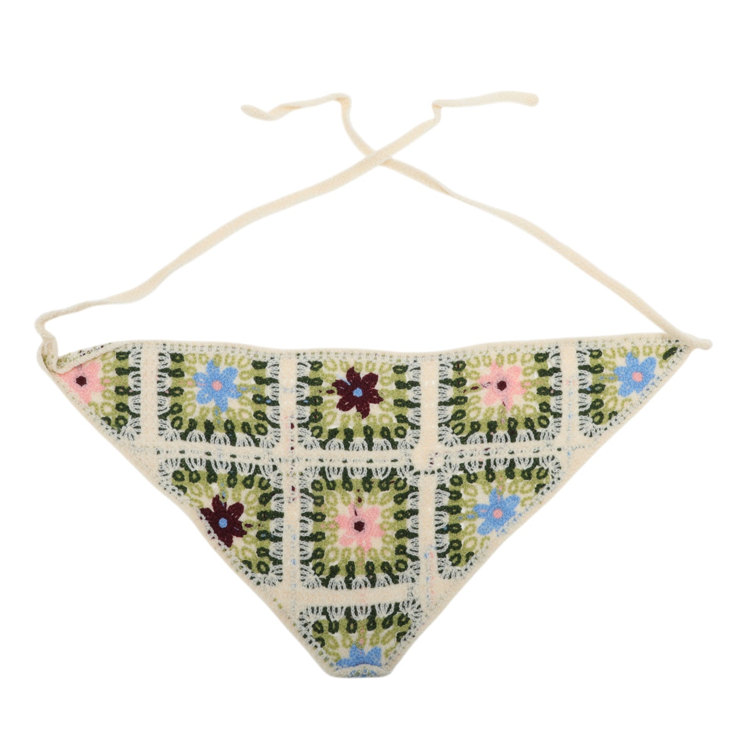 Knitted Lightweight Triangle Bandana for Women Brown Red Dark Green 2 Pcs