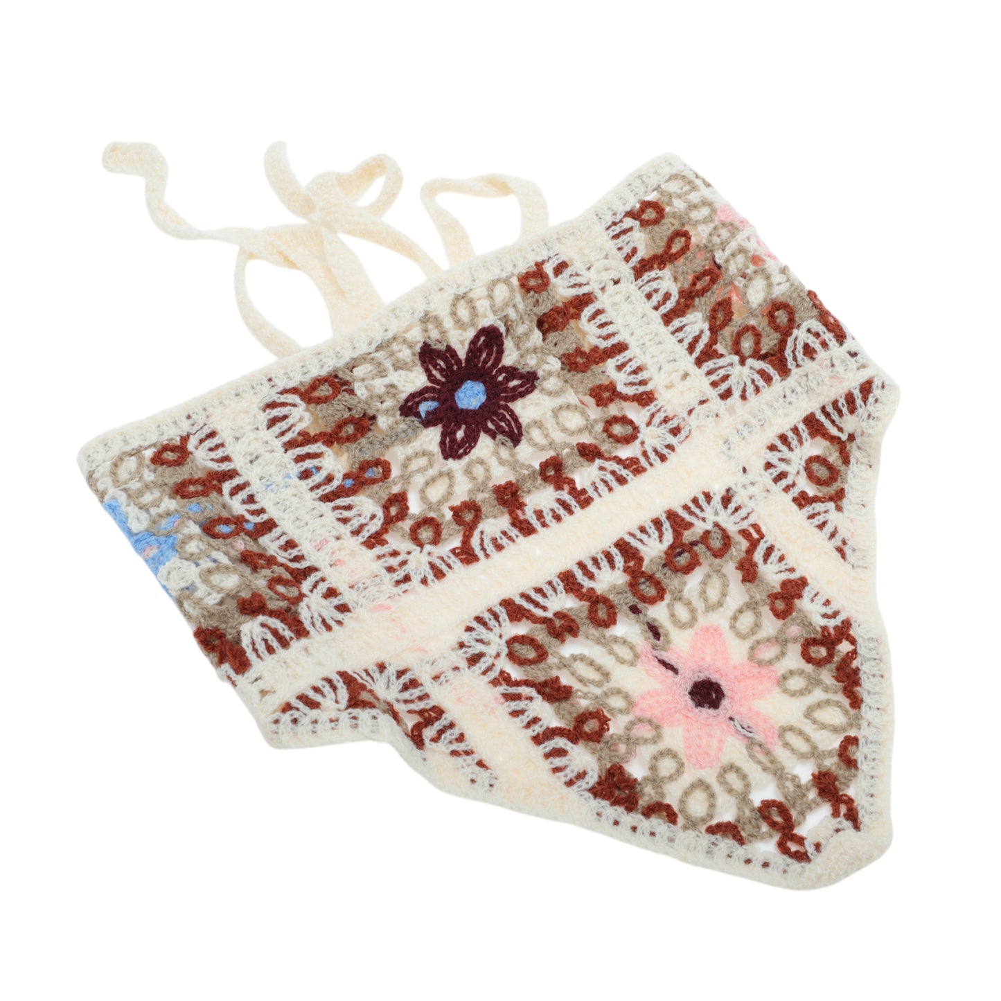 Knitted Lightweight Triangle Bandana for Women Brown Red Dark Green 2 Pcs