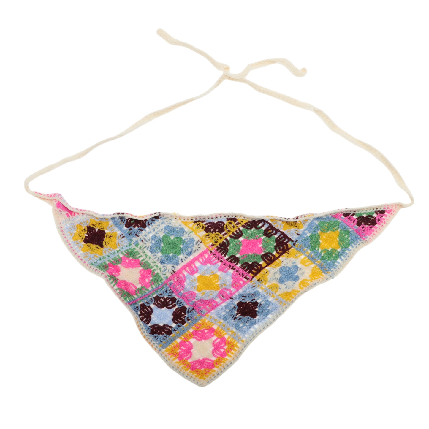 Knitted Lightweight Triangle Bandana for Women Colorful White Purple 2 Pcs
