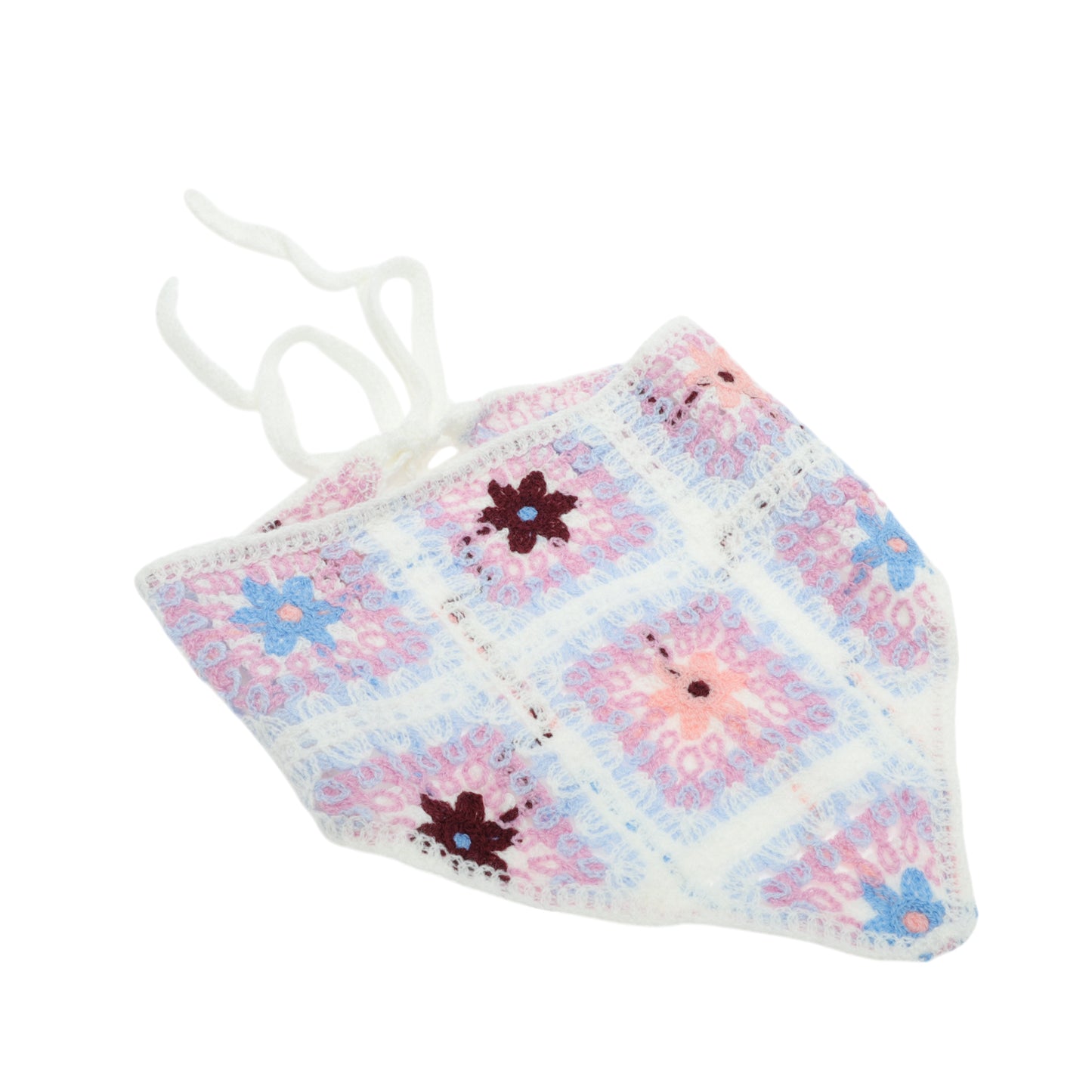 Knitted Lightweight Triangle Bandana for Women Colorful White Purple 2 Pcs