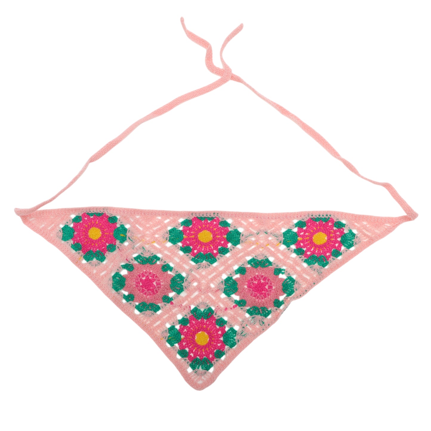 Knitted Triangle Bandana for Women Pink Purple 2Pcs