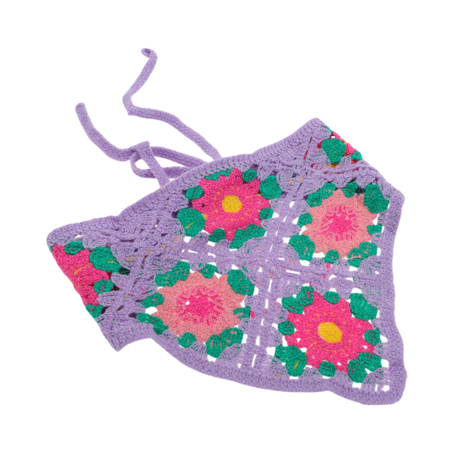 Knitted Triangle Bandana for Women Pink Purple 2Pcs