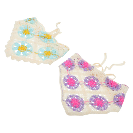 Blossom Knitted Triangle Bandana for Women Beige 2 Pcs