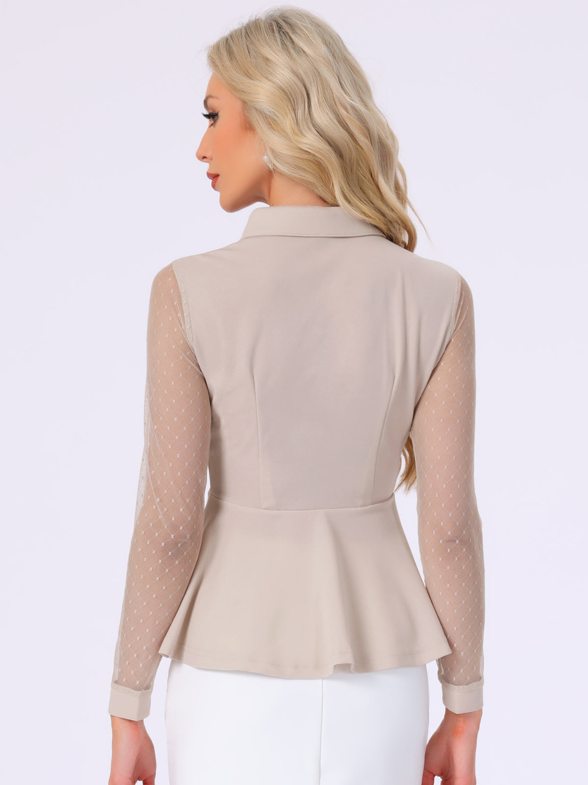 Women's Peplum Top Mesh Sleeve Gothic Blouse
