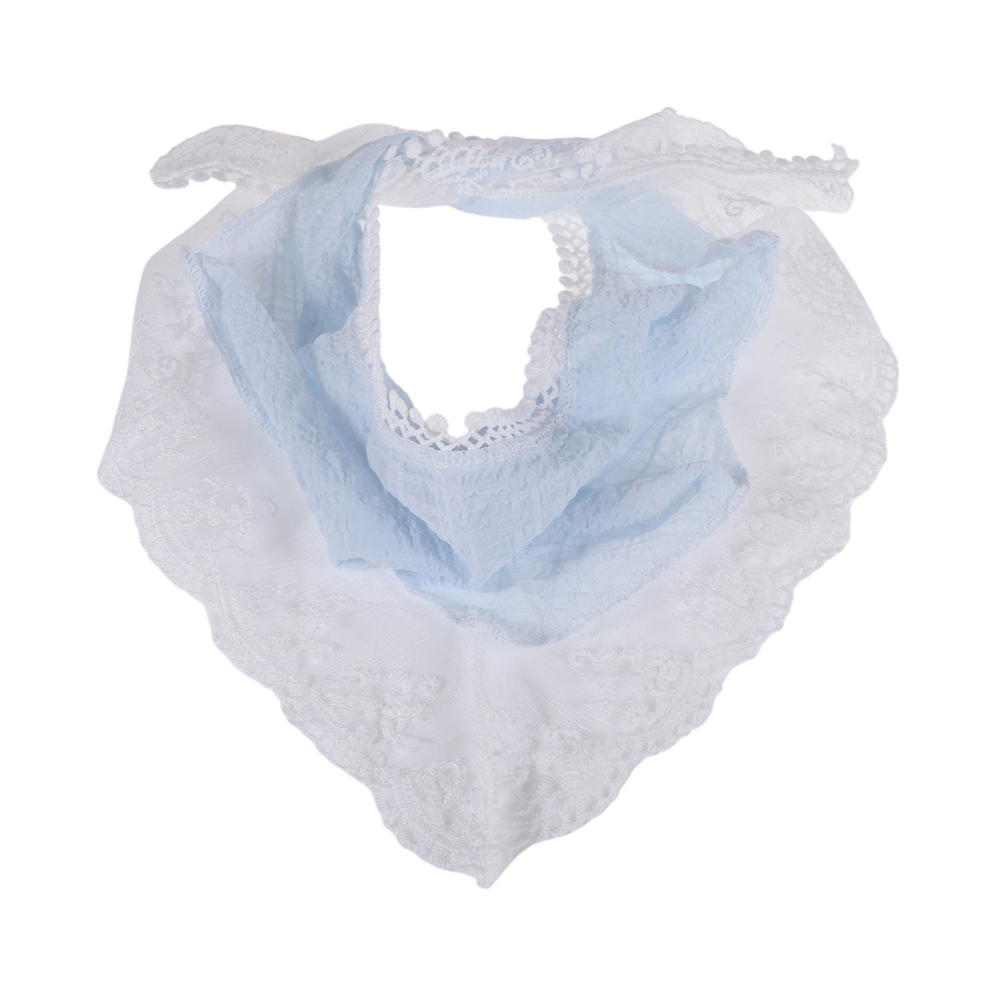 Solid Color French Lace Triangle Bandana for Women Sky Blue 1 Pc
