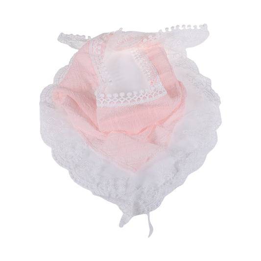 Solid Color French Lace Triangle Bandana for Women Pink 1 Pc