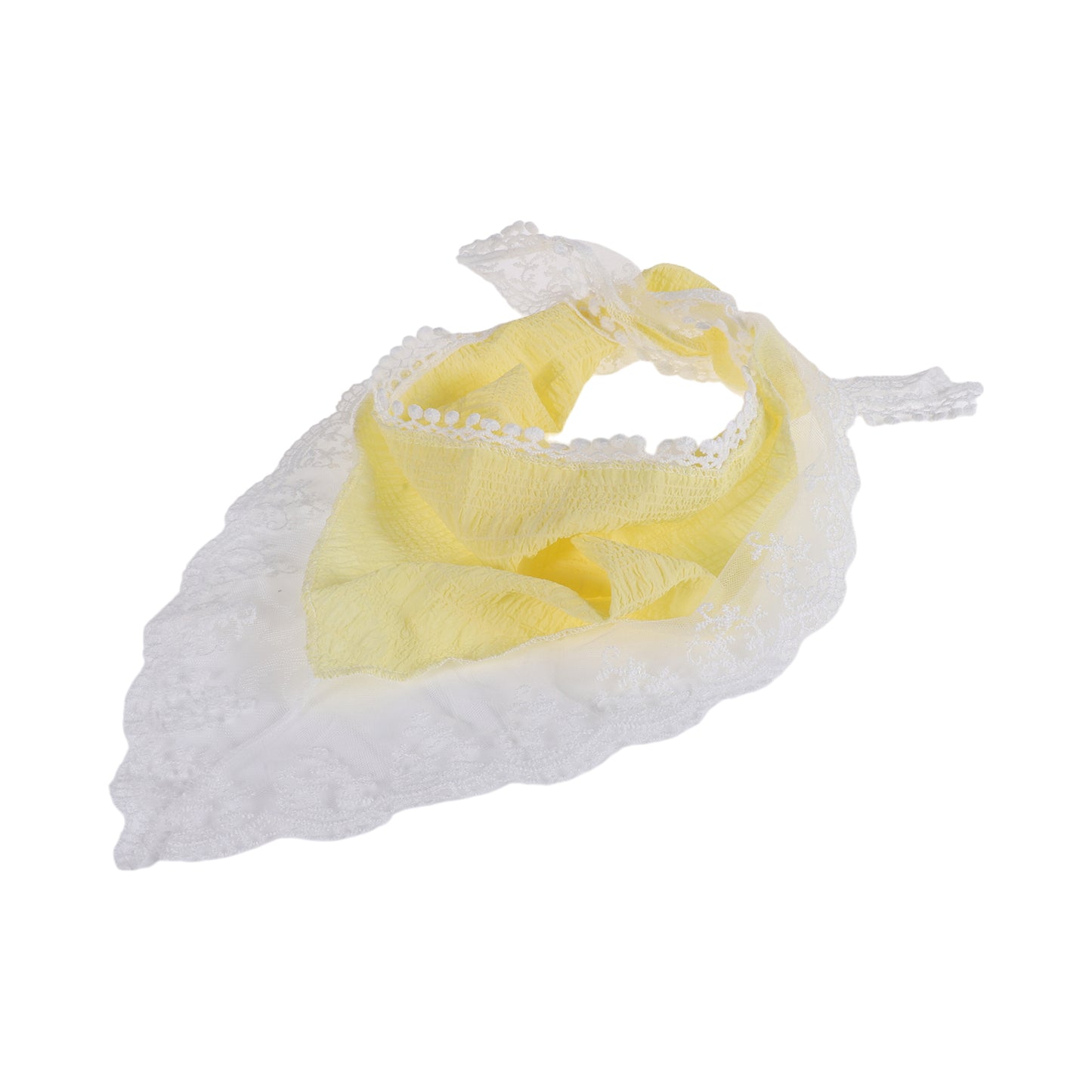 Solid Color French Lace Triangle Bandana for Women Yellow 1 Pc