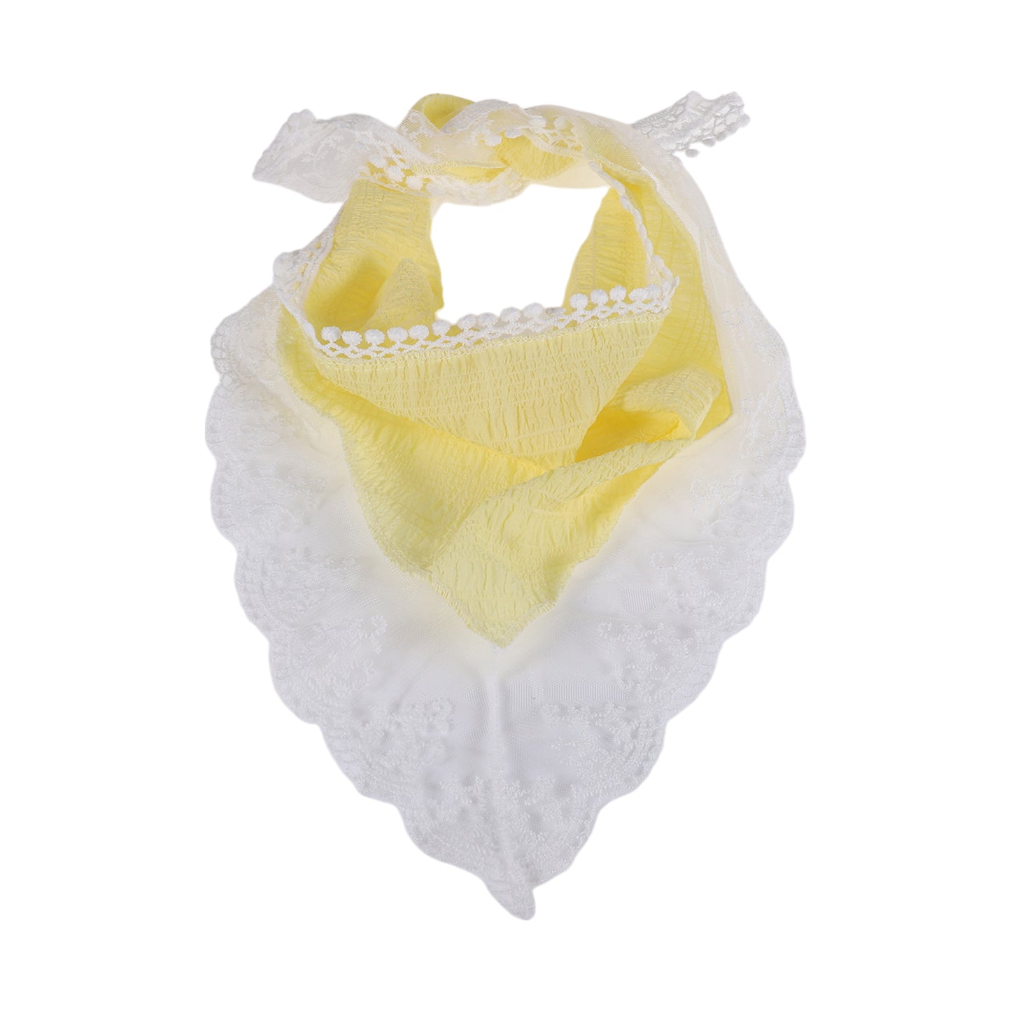 Solid Color French Lace Triangle Bandana for Women Yellow 1 Pc
