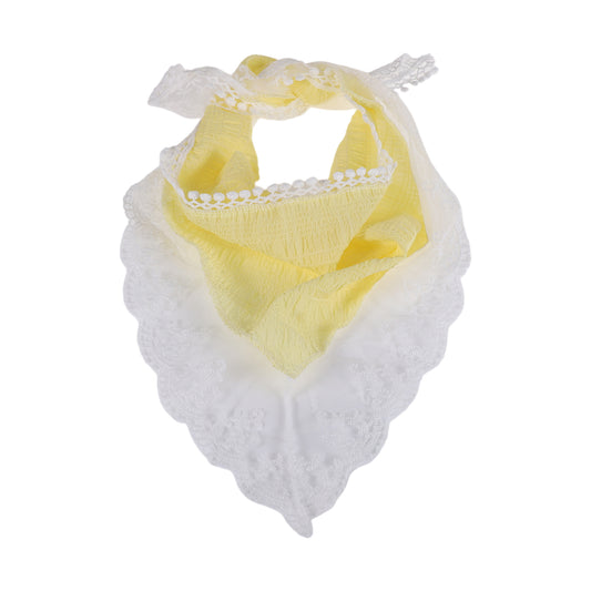 Solid Color French Lace Triangle Bandana for Women Yellow 1 Pc