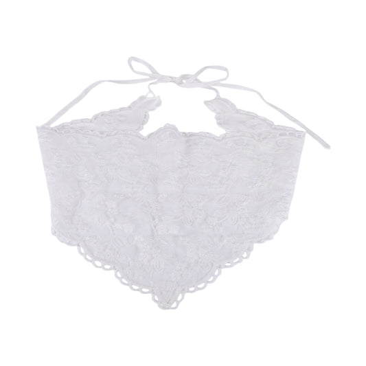 Flower Snow French Lace Triangle Bandana for Women White 1 Pc