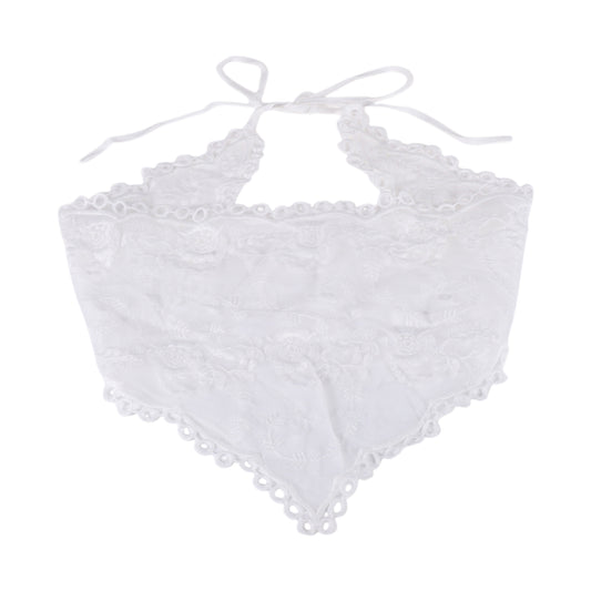 Rose French Lace Triangle Bandana for Women White 1 Pc