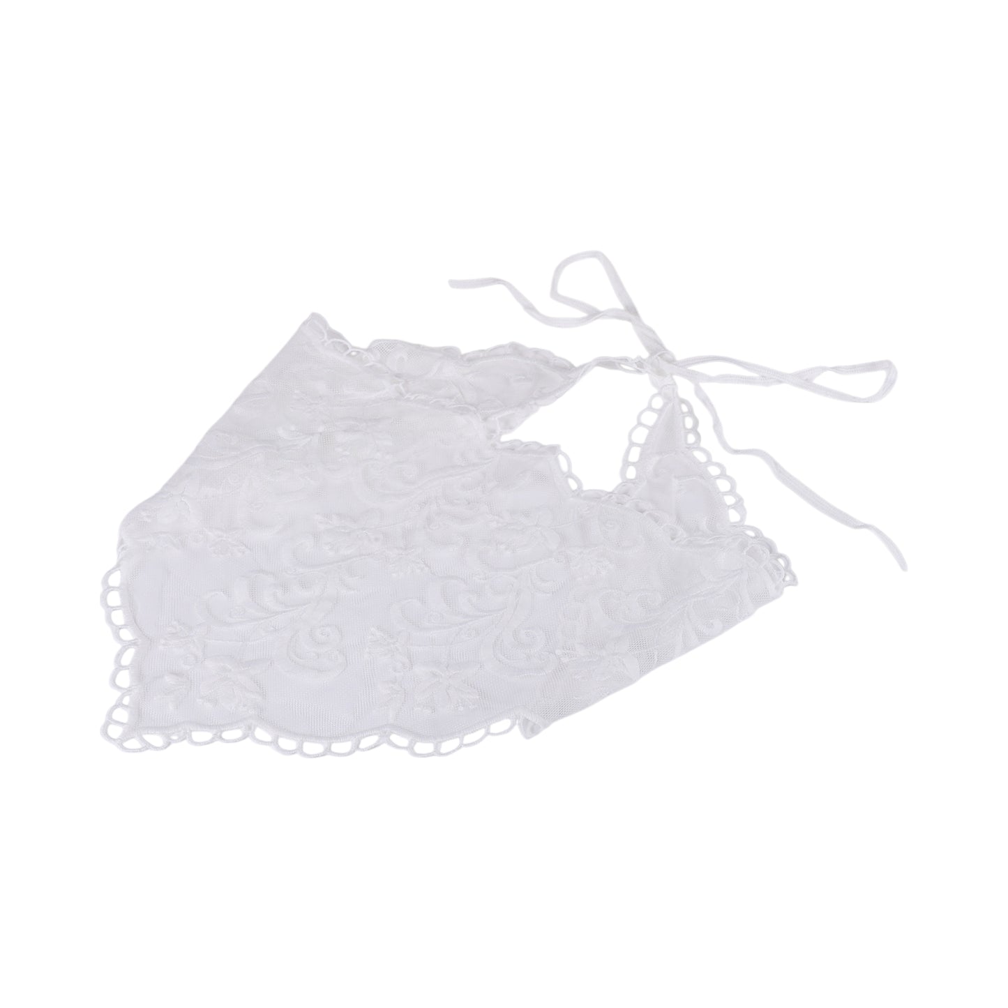 Tree French Lace Triangle Bandana for Women White 1 Pc