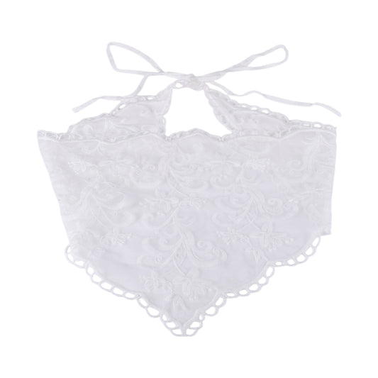 Tree French Lace Triangle Bandana for Women White 1 Pc