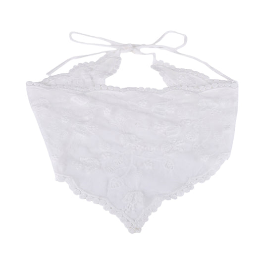 Flower French Lace Triangle Bandana for Women White 1 Pc