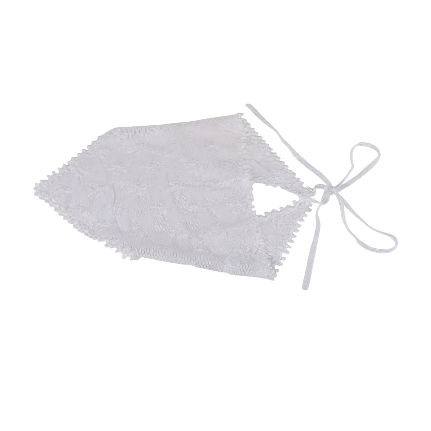 Bow French Lace Triangle Bandana for Women White 1 Pc