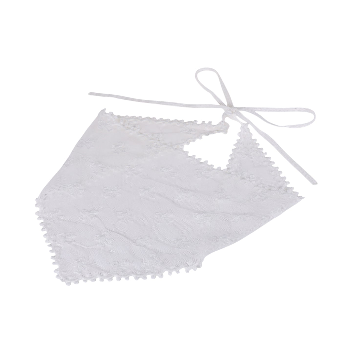 Bow French Lace Triangle Bandana for Women White 1 Pc