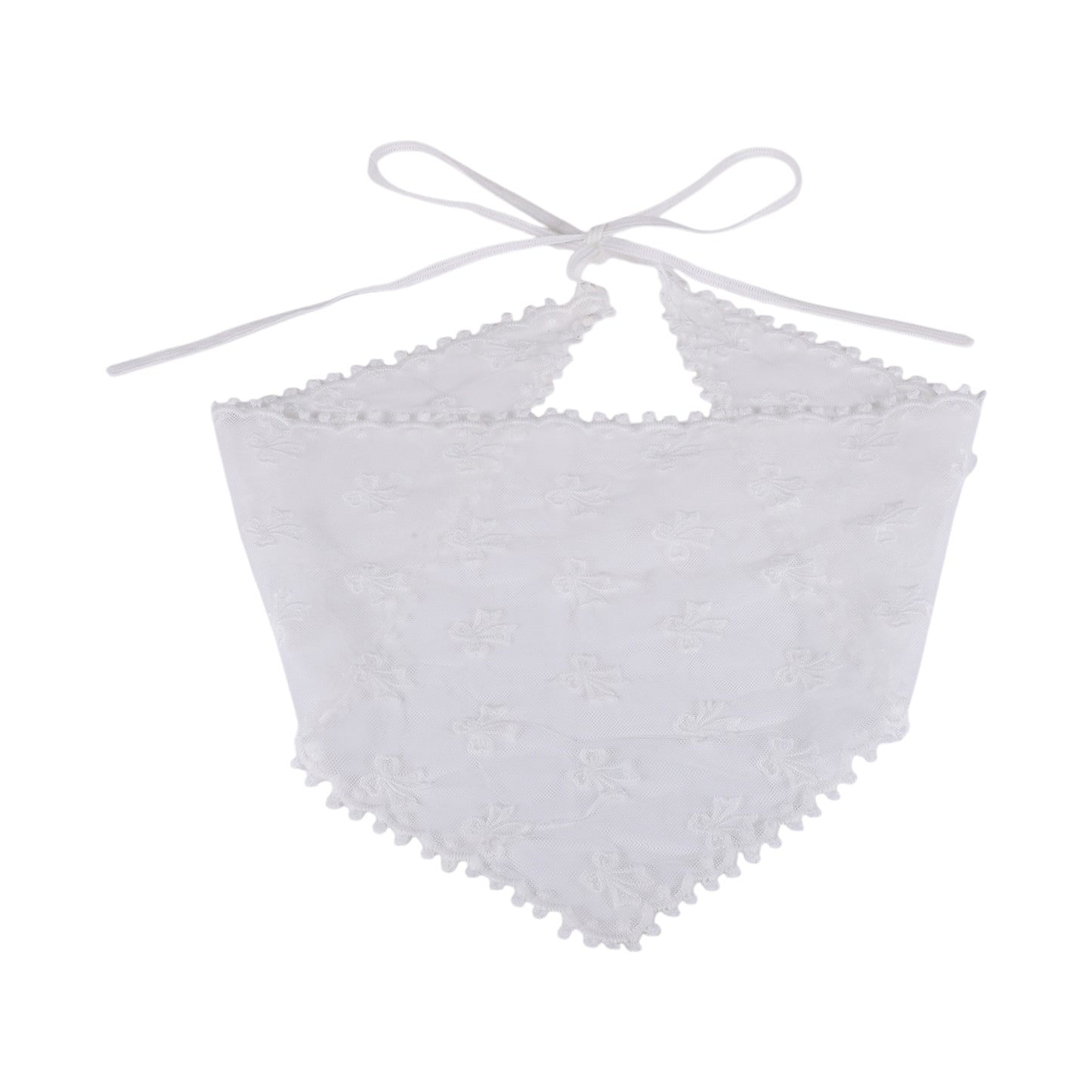 Bow French Lace Triangle Bandana for Women White 1 Pc