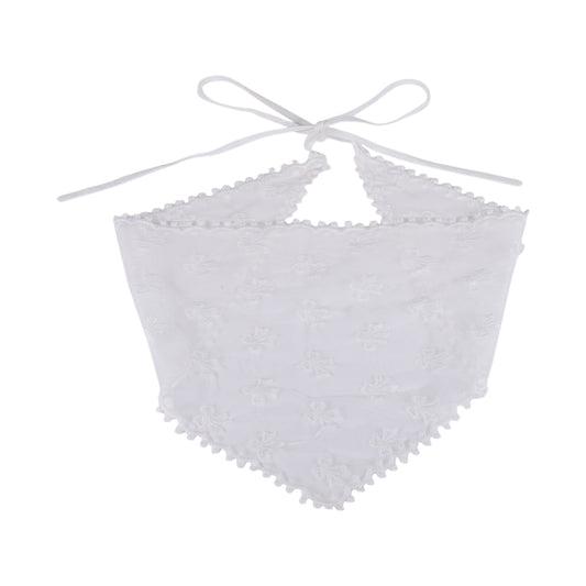 Bow French Lace Triangle Bandana for Women White 1 Pc