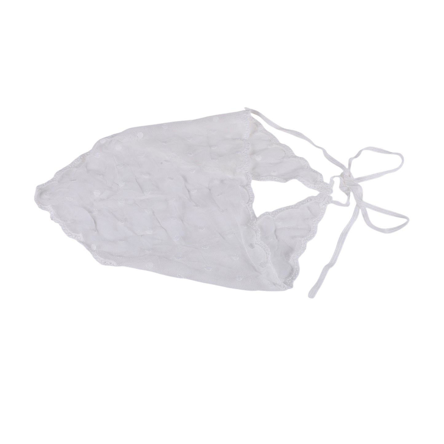 Dots French Lace Triangle Bandana for Women White 1 Pc