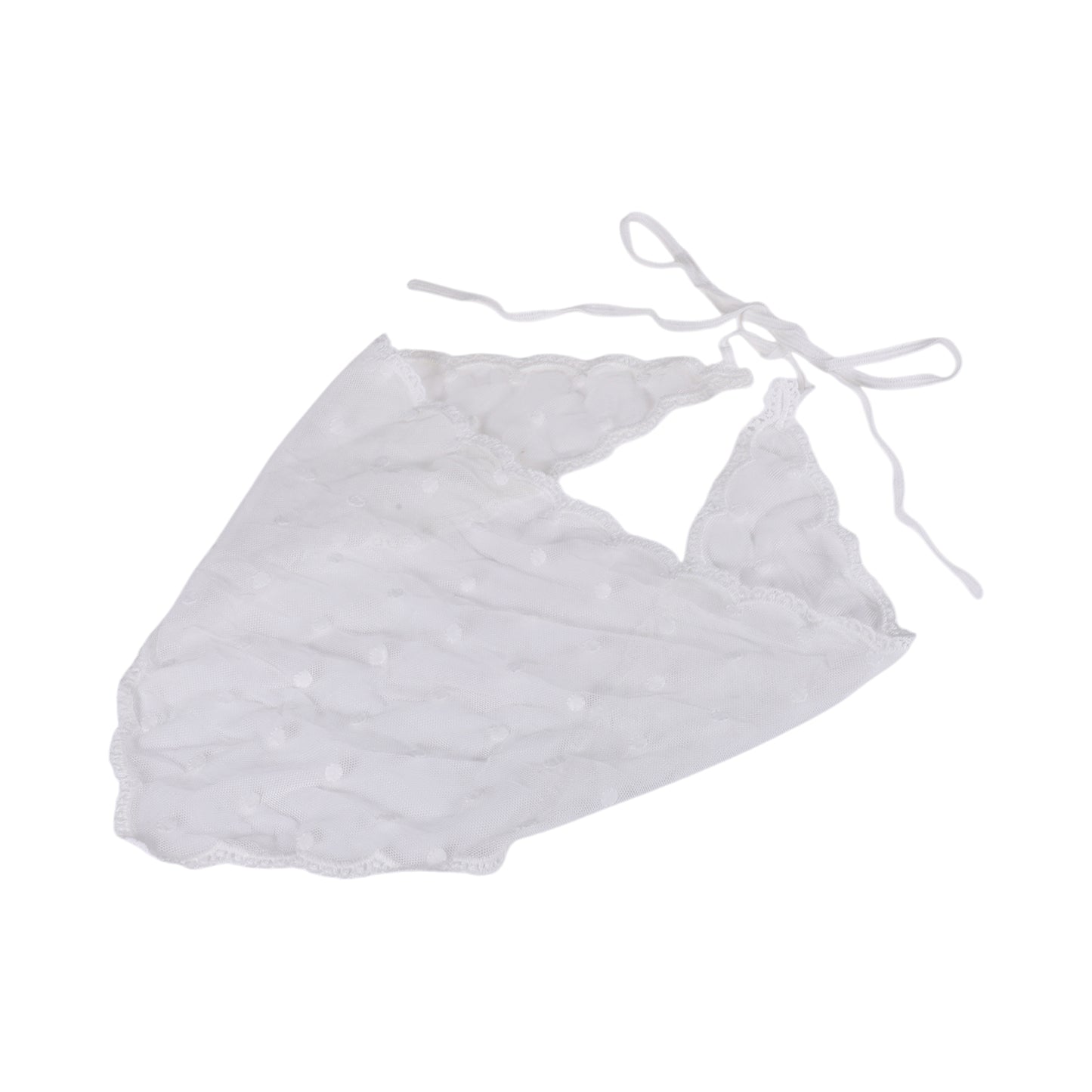 Dots French Lace Triangle Bandana for Women White 1 Pc