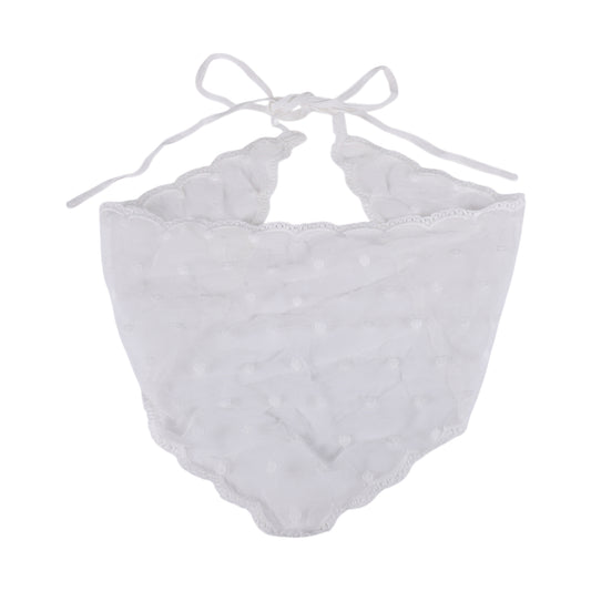 Dots French Lace Triangle Bandana for Women White 1 Pc