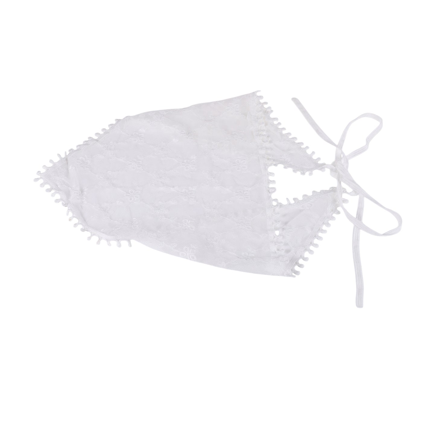 Rhombus Flower French Lace Triangle Bandana for Women White 1 Pc
