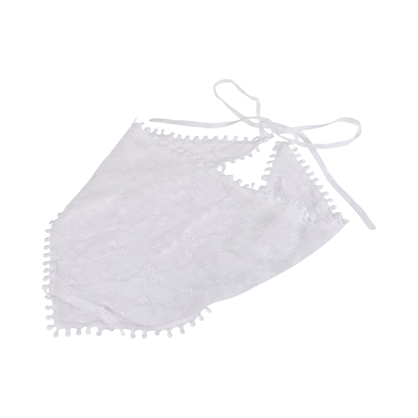 Rhombus Flower French Lace Triangle Bandana for Women White 1 Pc