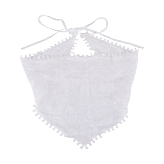 Rhombus Flower French Lace Triangle Bandana for Women White 1 Pc