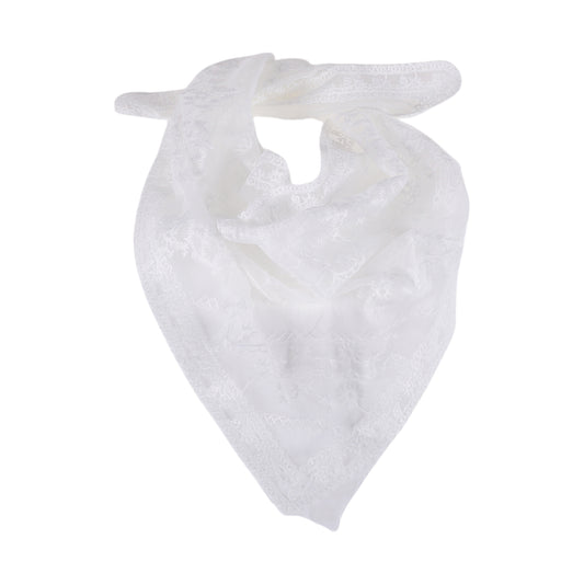 Vertical Flower French Lace Triangle Bandana for Women White 1 Pc
