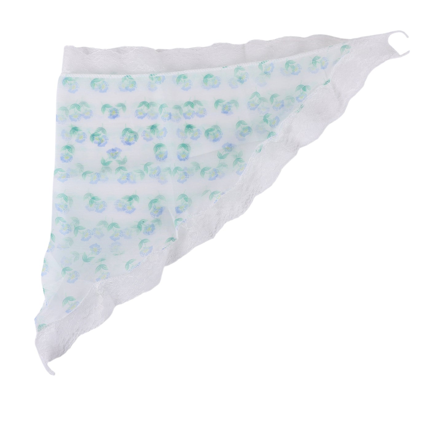 Little Flower French Lace Triangle Bandana for Women Beige Blue 1 Pc
