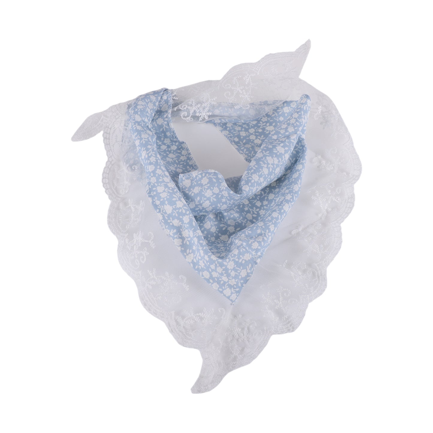 Floral French Lace Triangle Bandana for Women Blue 1 Pc
