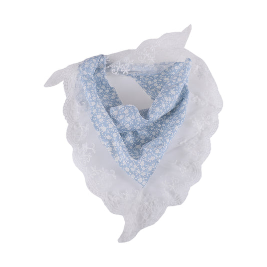 Floral French Lace Triangle Bandana for Women Blue 1 Pc