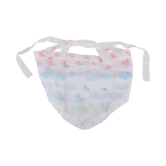 Butterfly French Lace Triangle Bandana for Women Beige Blue 1 Pc