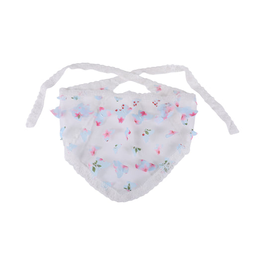 Butterfly Flower French Lace Triangle Bandana for Women Beige Pink 1 Pc