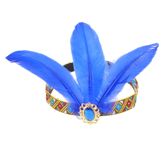 Feather Elastic Band Headband for Women Blue 1 Pc